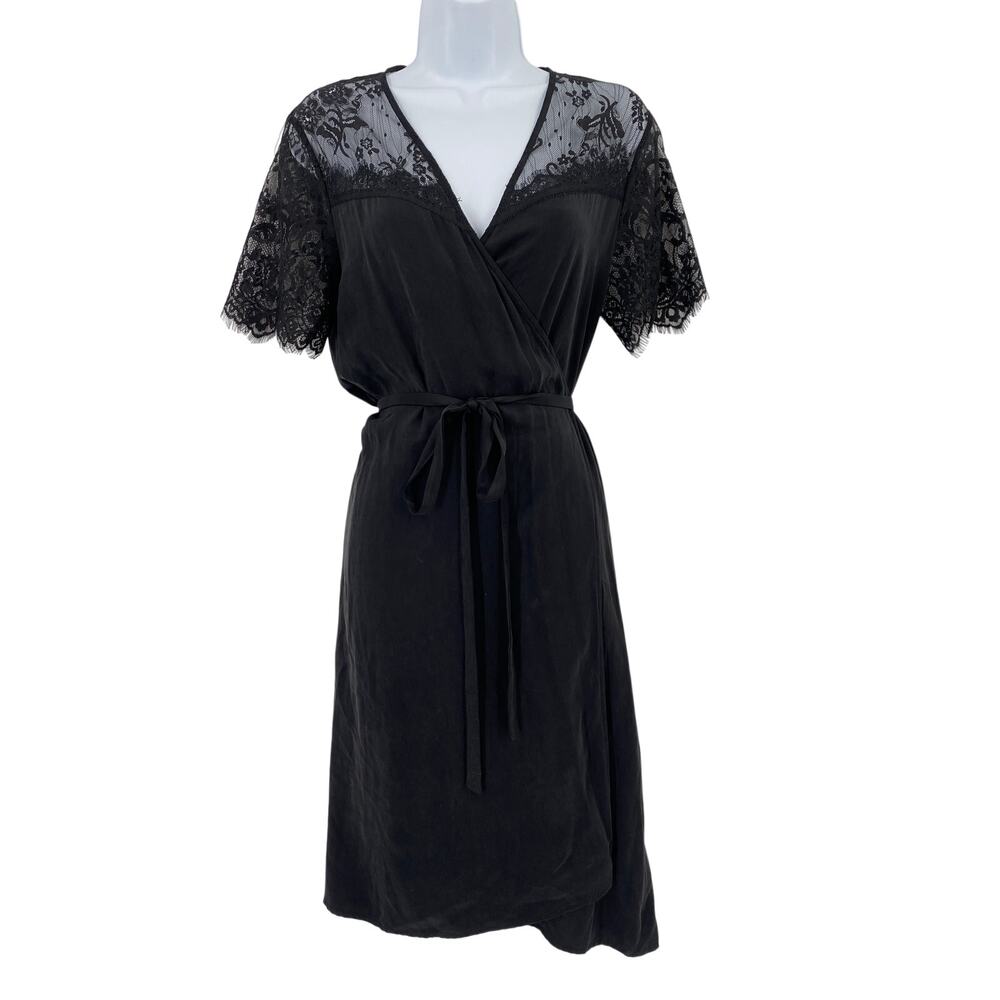 Samsoe Samsoe black lace wrap midi dress